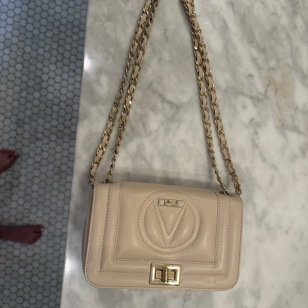 Valentino Cream with Gold Chain Purse